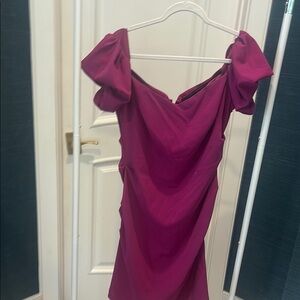 David's Bridal Pink Off-Shoulder Bodycon Dress